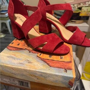 Bella Marie Women's Bold Red Block Heels